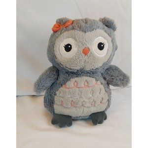 Lambs & Ivy Gray Owl Plush 12" Girl Orange Bow pre-owned  good condition.